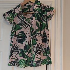 Alice + Olivia Green Leaf Print Women's Top